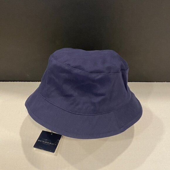 Authentic Burberry London Nova Check Plaid Reversible Bucket Hat Navy Size M NEW - Picture 2 of 3